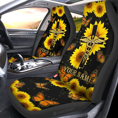 Sunflower Nurse Car Seat Covers Custom Name Nurse Car Accessories
