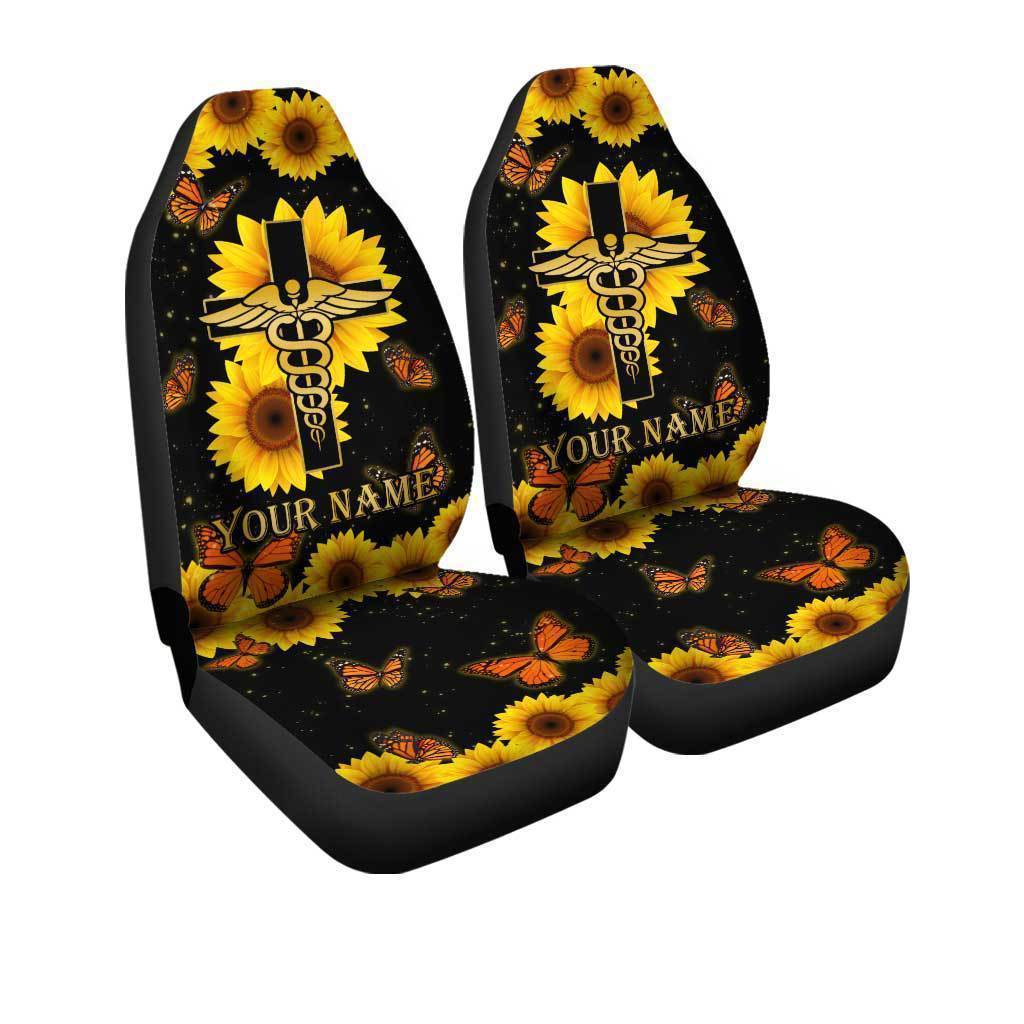 Sunflower Nurse Car Seat Covers Custom Name Nurse Car Accessories