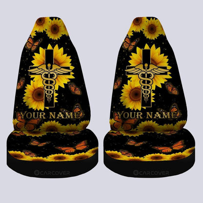 Sunflower Nurse Car Seat Covers Custom Name Nurse Car Accessories