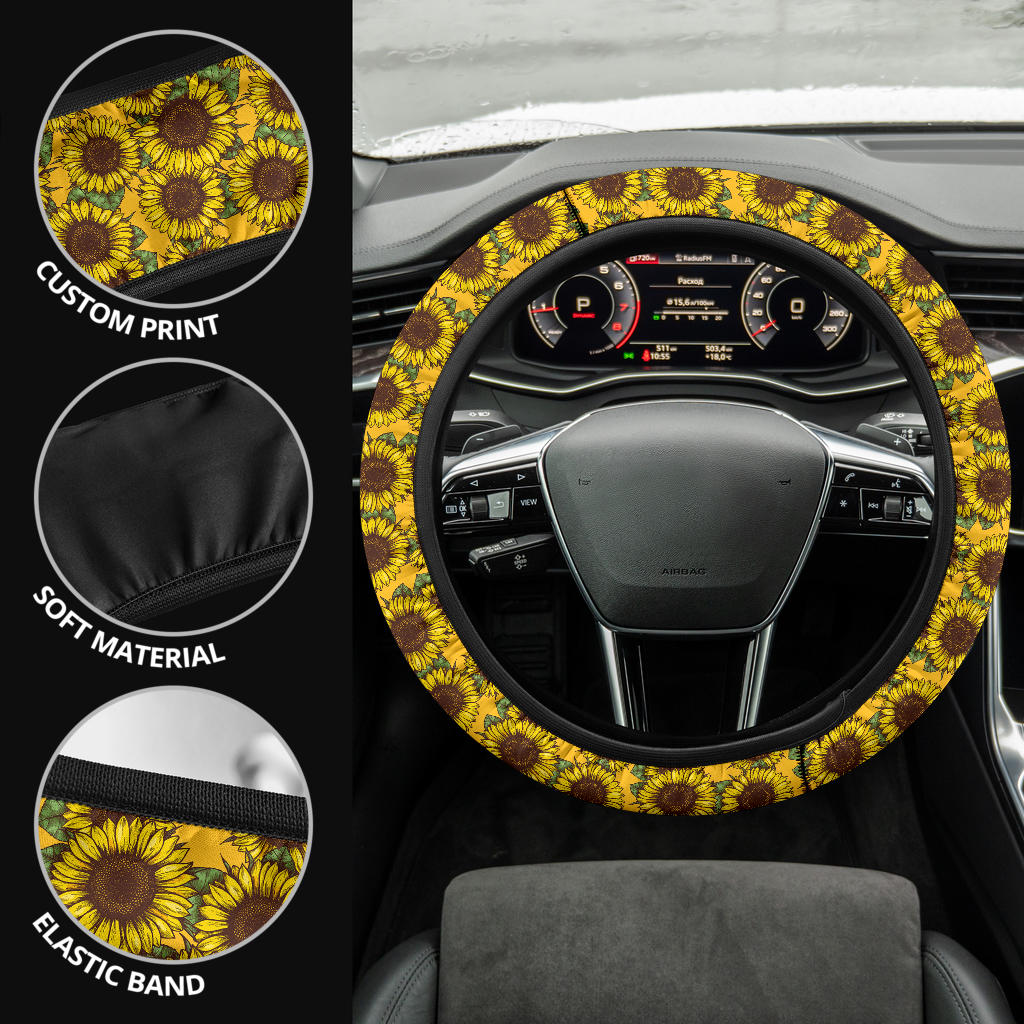 Sunflower Pattern Car Steering Wheel Cover