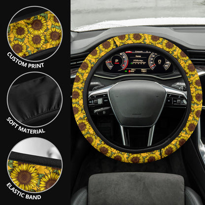 Sunflower Pattern Car Steering Wheel Cover