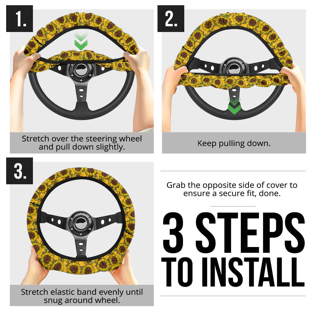Sunflower Pattern Car Steering Wheel Cover