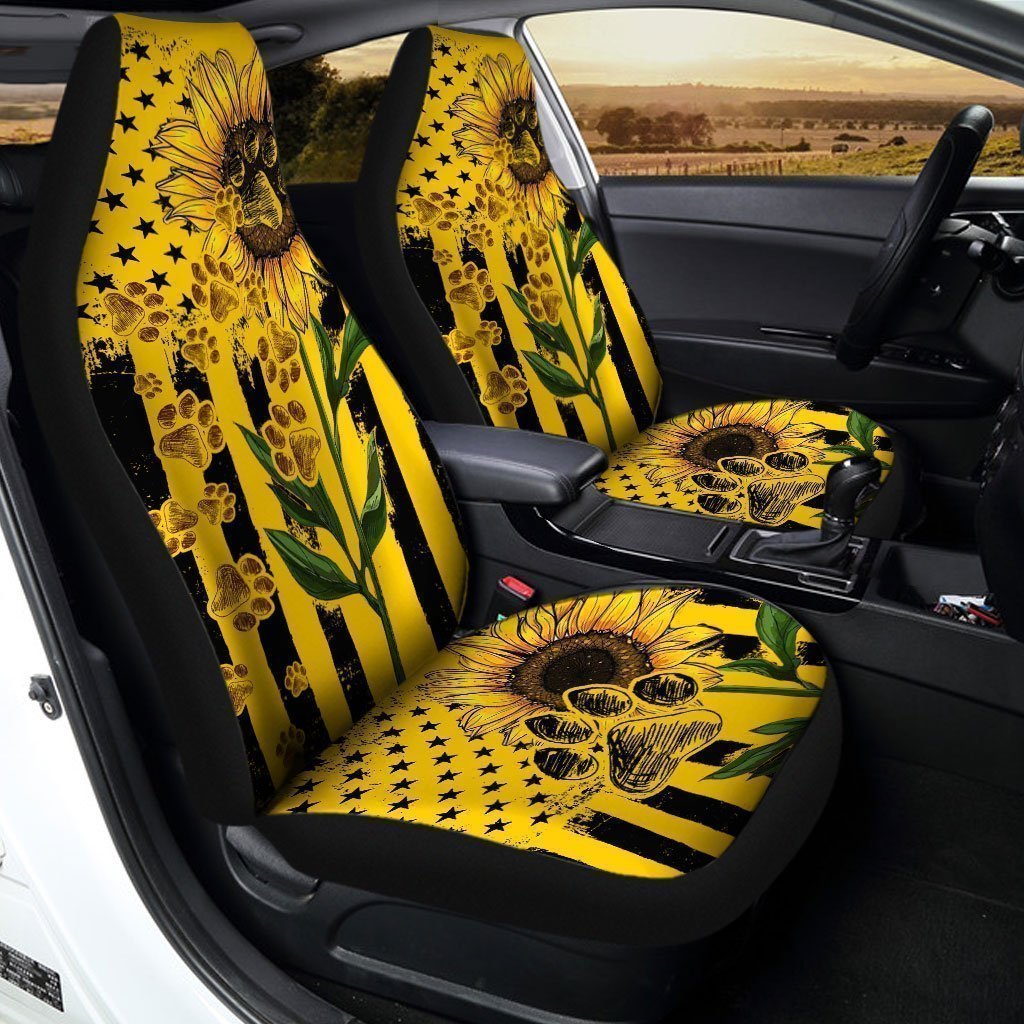 Sunflower Paws Car Seat Covers Custom Car Accessories For Dog Lovers