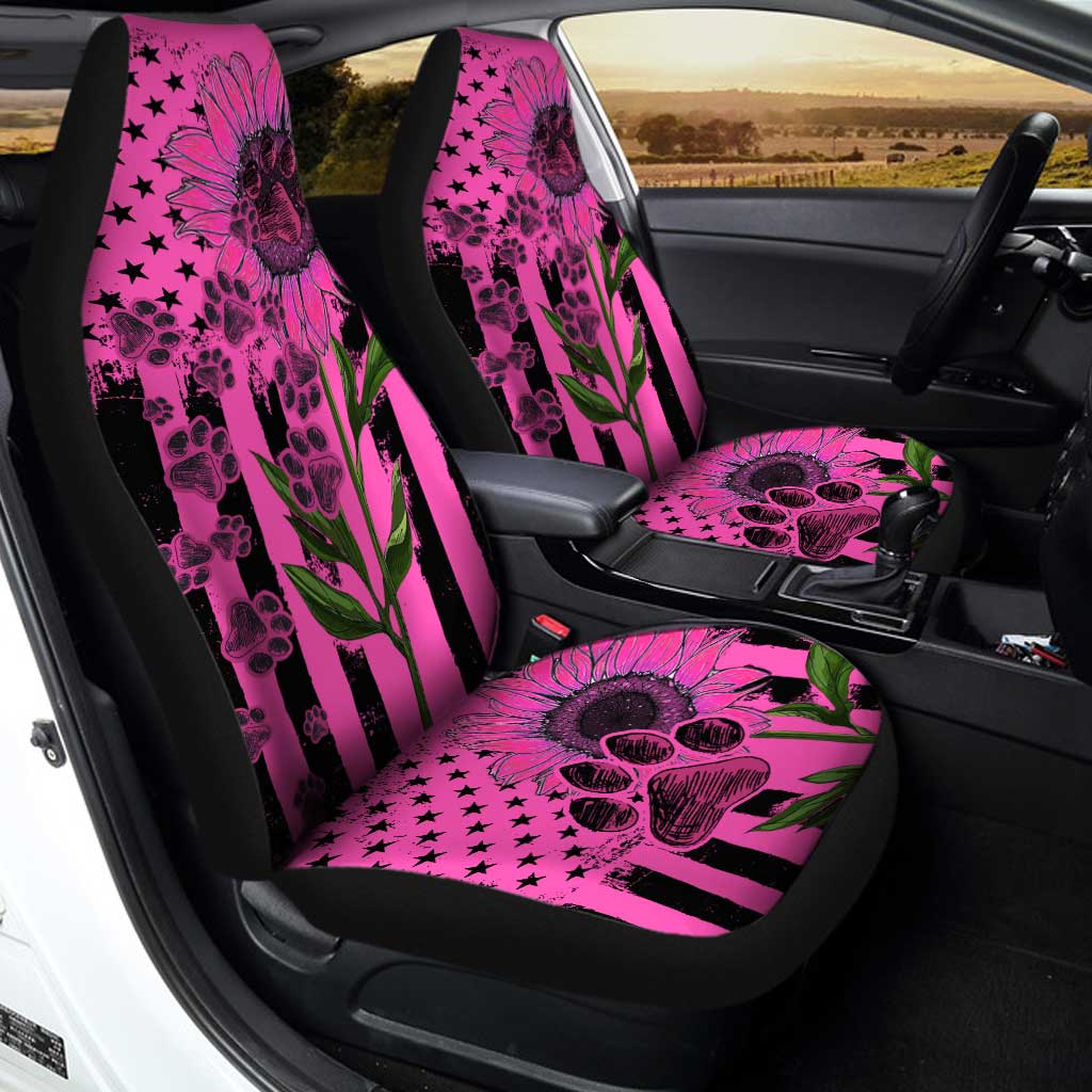 Sunflower Pink Car Seat Covers Custom Paws Car Interior Accessories