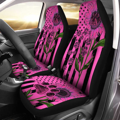 Sunflower Pink Car Seat Covers Custom Paws Car Interior Accessories