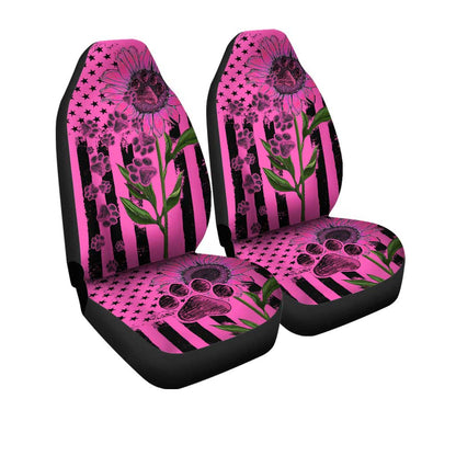 Sunflower Pink Car Seat Covers Custom Paws Car Interior Accessories