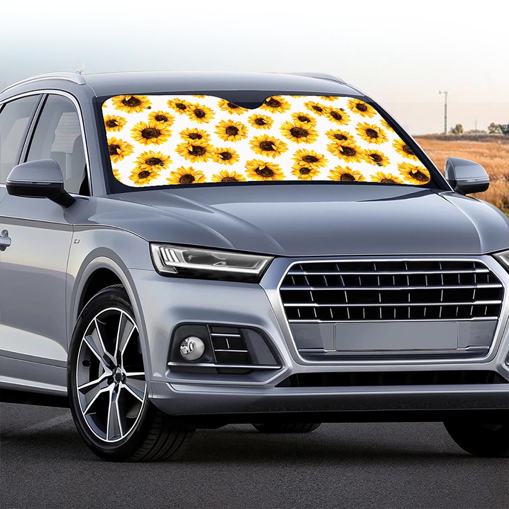 Sunflower Polka Dot Pattern Print Car Windshield Sun Shade