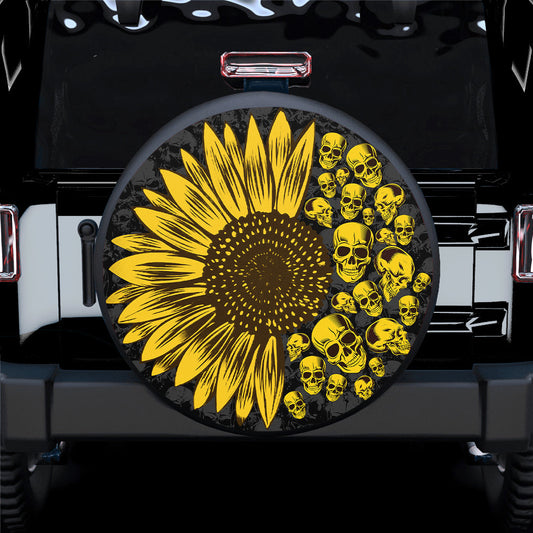 Sunflower Skulls Jeep Car Spare Tire Cover