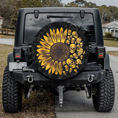 Sunflower Skulls Jeep Car Spare Tire Cover