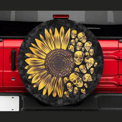 Sunflower Skulls Jeep Car Spare Tire Cover