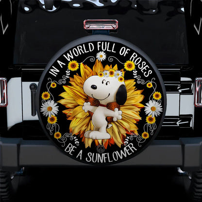 Sunflower Snoopy Car Leather Spare Tire Cover - PersonalizedFury