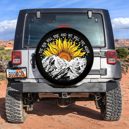 Sunflower Sunset On The Mountain Spare Tire Cover