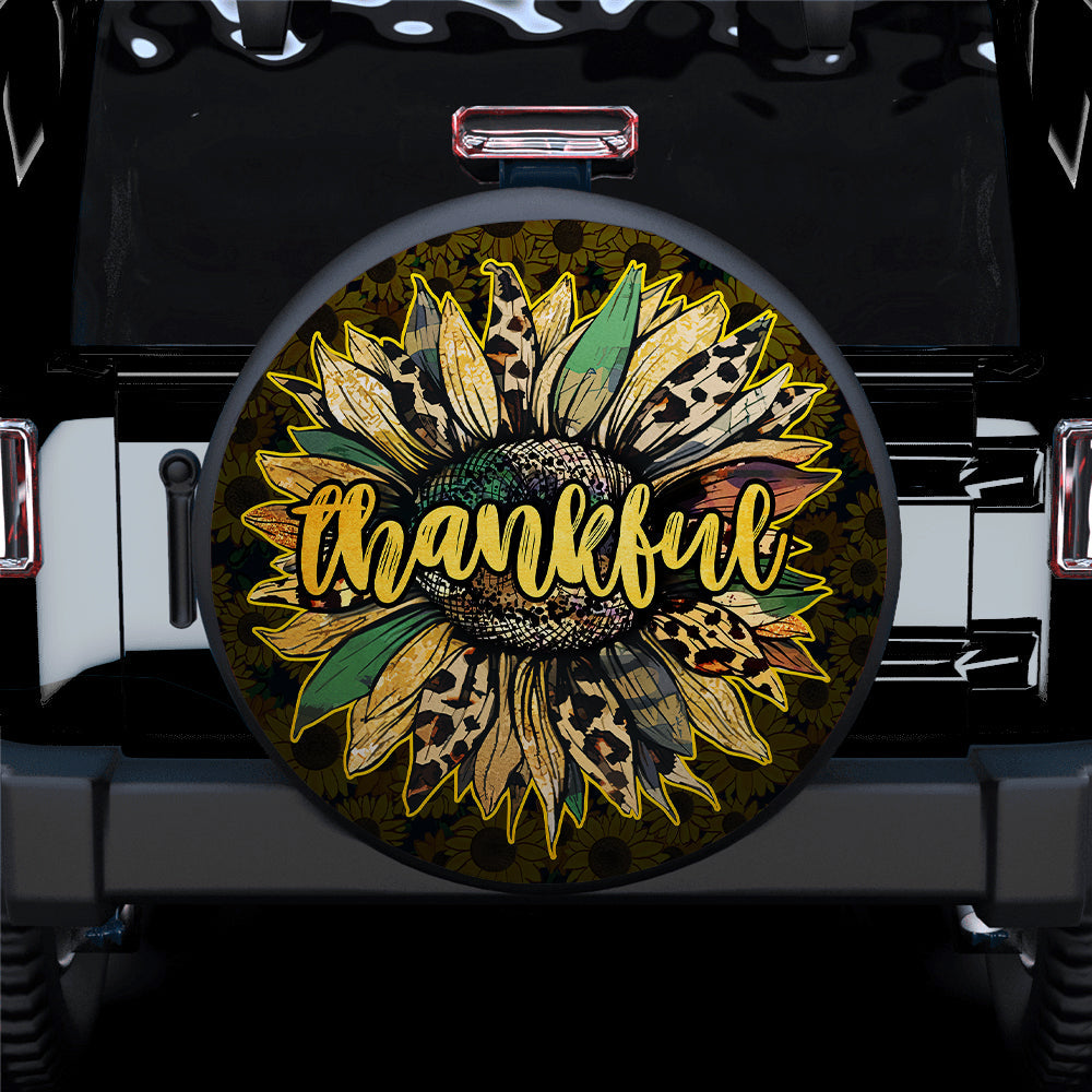 Sunflower Thankful Jeep Car Spare Tire Cover