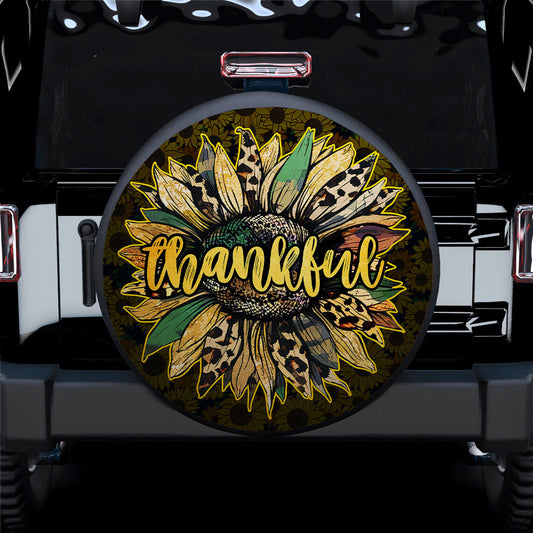 Sunflower Thankful Jeep Car Spare Tire Cover