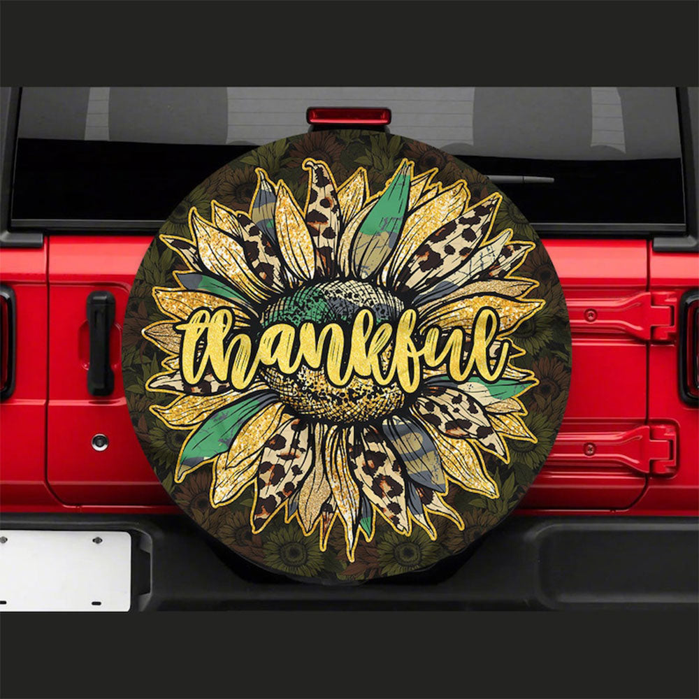 Sunflower Thankful Jeep Car Spare Tire Cover