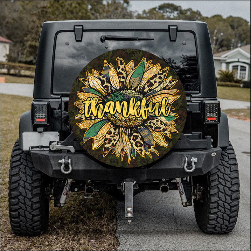 Sunflower Thankful Jeep Car Spare Tire Cover