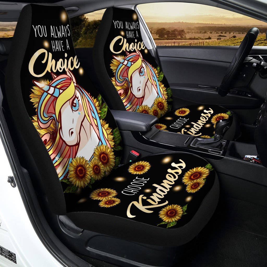 Sunflower Unicorn Car Seat Covers Custom Kindness Unicorn Car Accessories