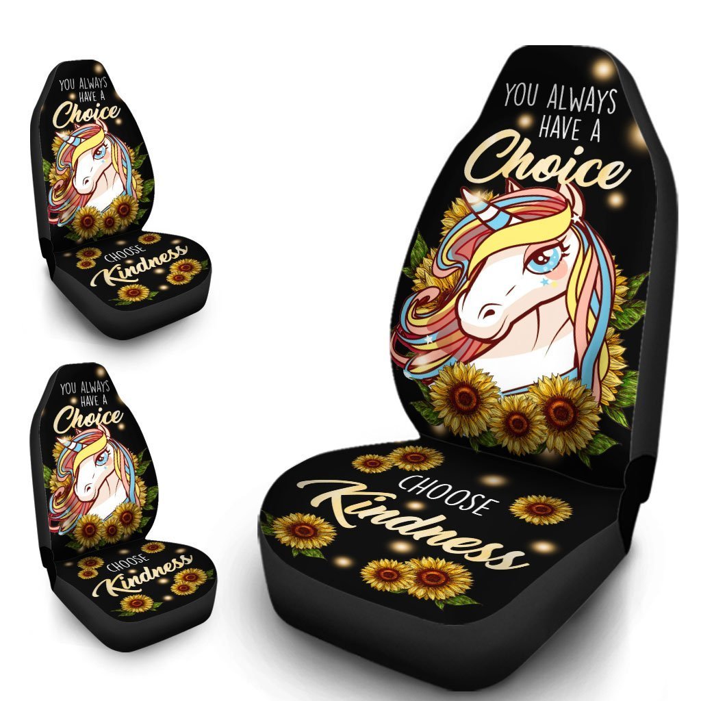 Sunflower Unicorn Car Seat Covers Custom Kindness Unicorn Car Accessories