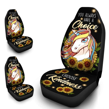 Sunflower Unicorn Car Seat Covers Custom Kindness Unicorn Car Accessories