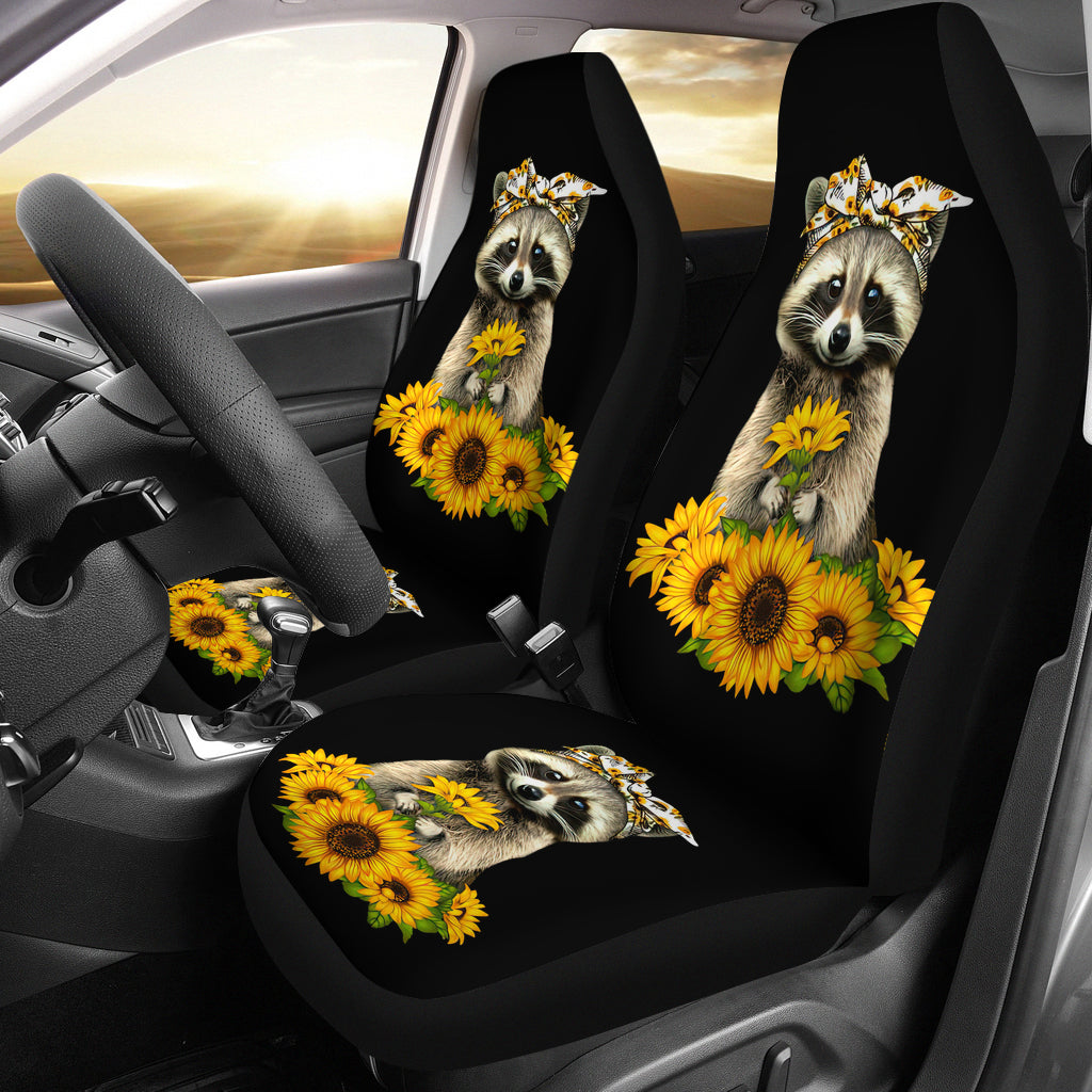 Sunflowers Racoon Sunflowers Car Seat Cover