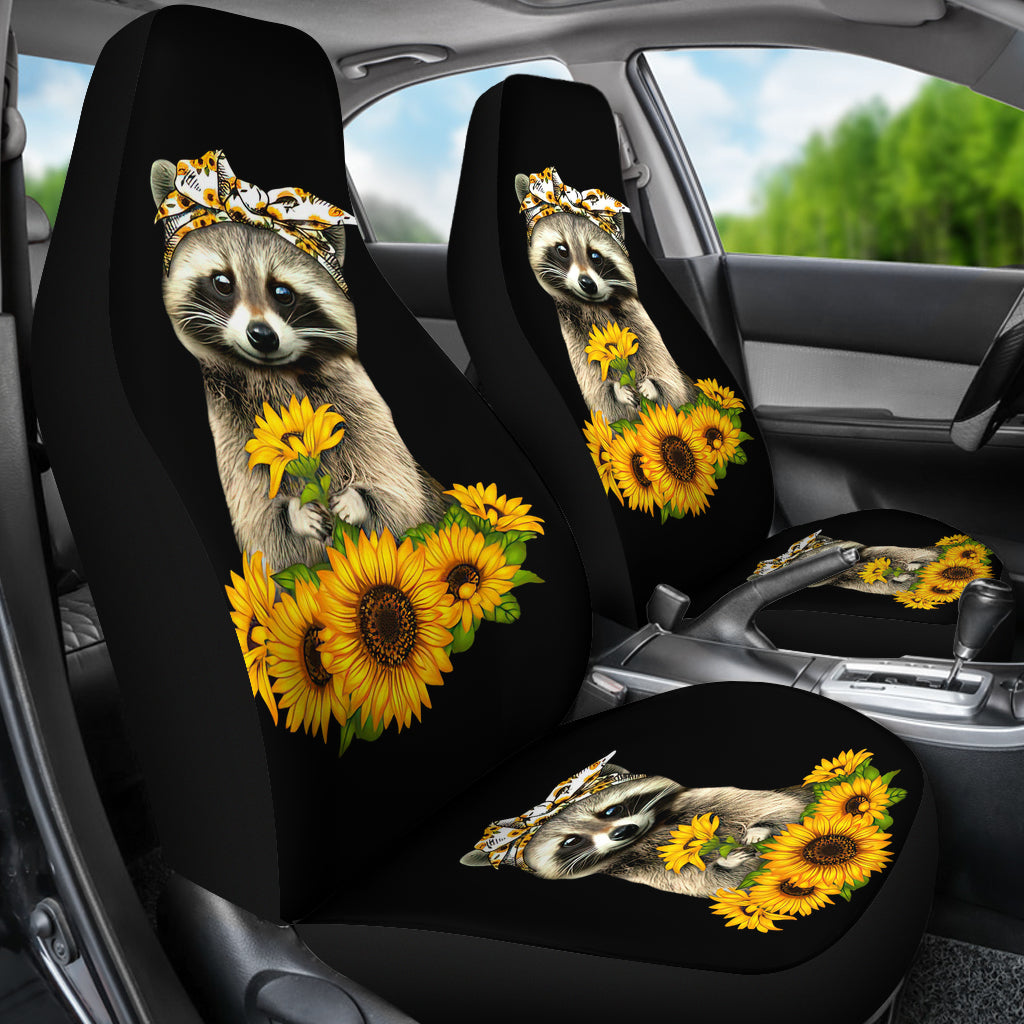 Sunflowers Racoon Sunflowers Car Seat Cover