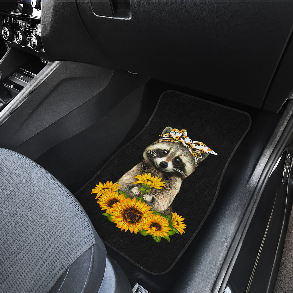 Sunflowers Racoon Sunflowers Front And Back Car Mats (Set Of 4)