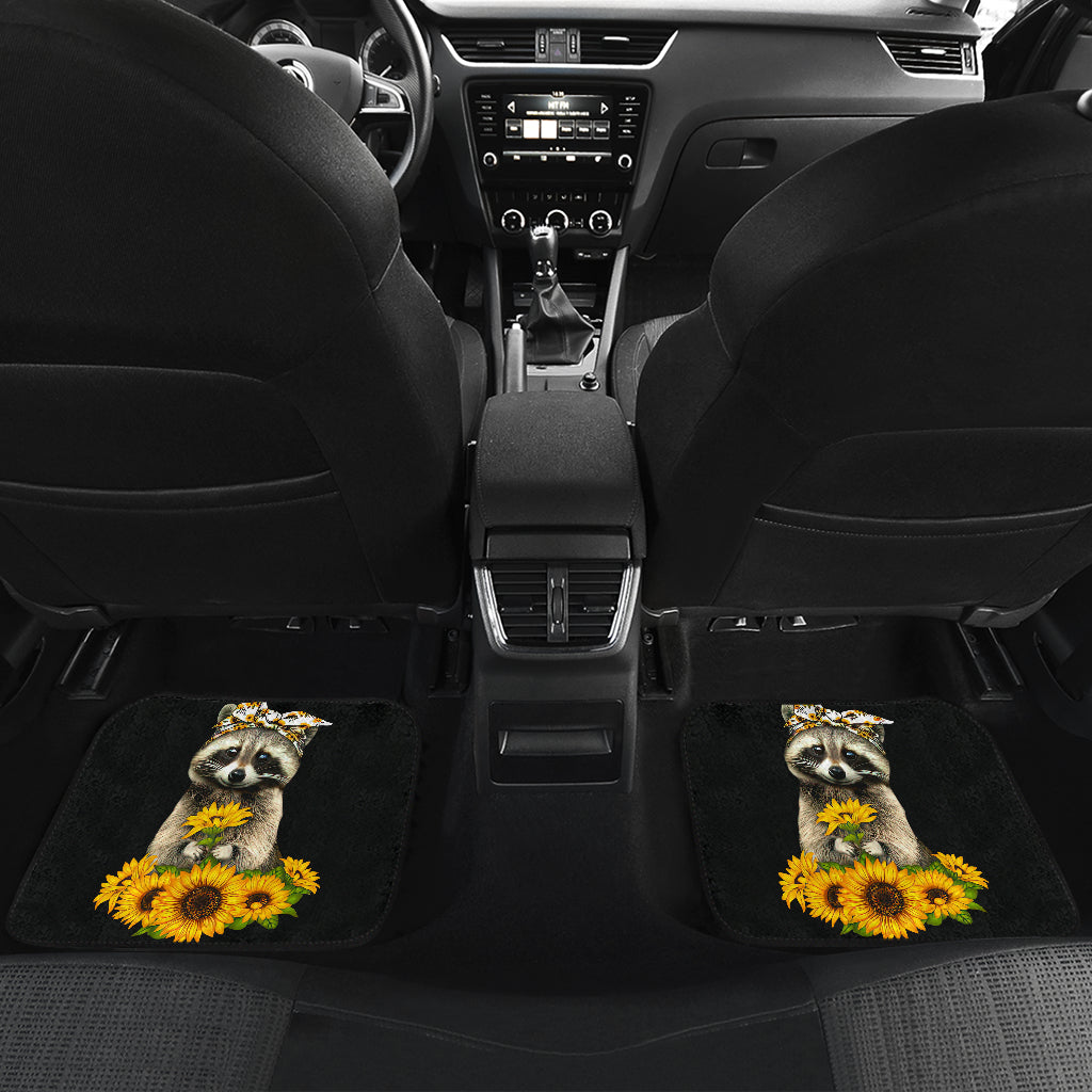 Sunflowers Racoon Sunflowers Front And Back Car Mats (Set Of 4)