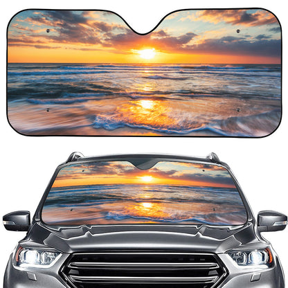 Sunrise Wave Print Car Windshield Sun Shade