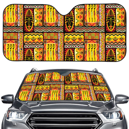 Sunset Ethnic African Tribal Print Car Windshield Sun Shade