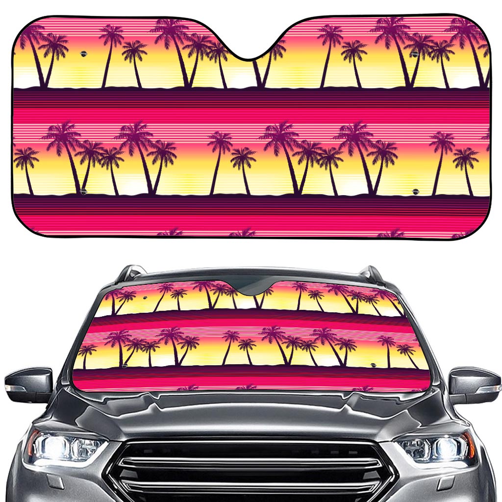 Sunset Palm Tree Pattern Print Car Windshield Sun Shade