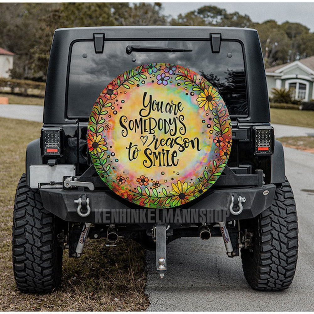 Sunshine Hippie Happy Jeep Car Spare Tire Cover