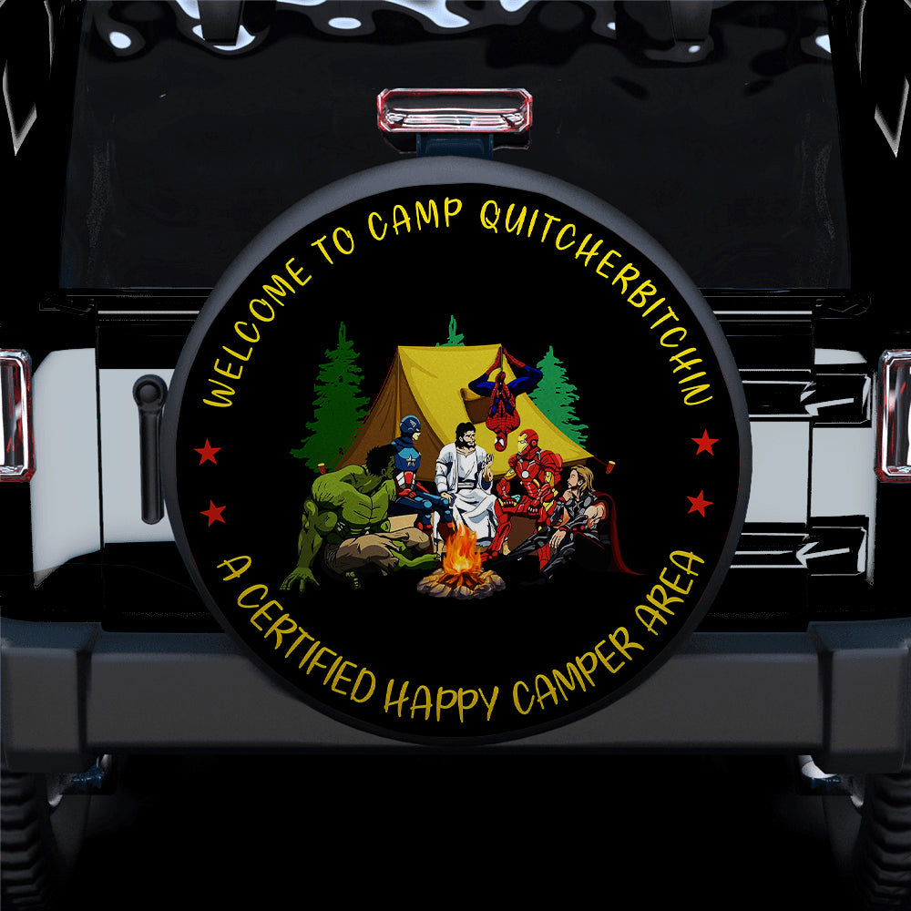 Superhero Jesus Camping Car Spare Tire Cover