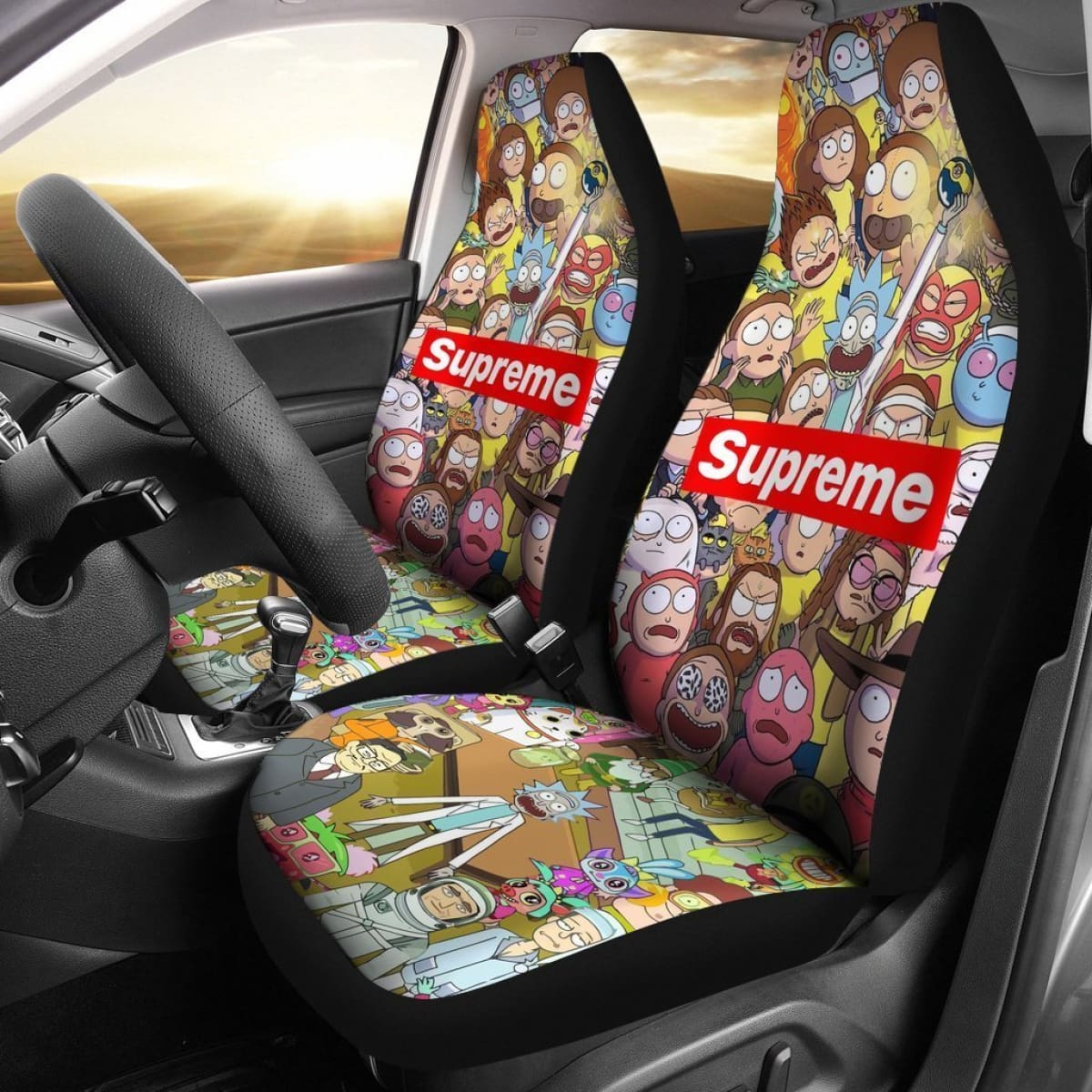 Supreme Full Character Rick And Morty Car Seat Covers Lt04 Universal Fit 225721