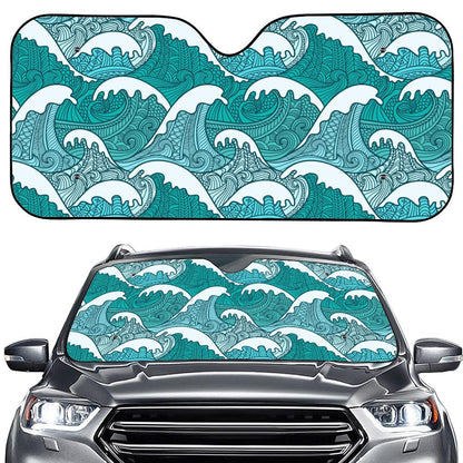 Surfing Wave Pattern Print Car Windshield Sun Shade