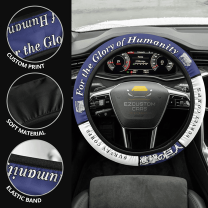 Survey Corps Symbols Anime Steering Wheel Cover Custom Anime Attack On Titan Car Accessories