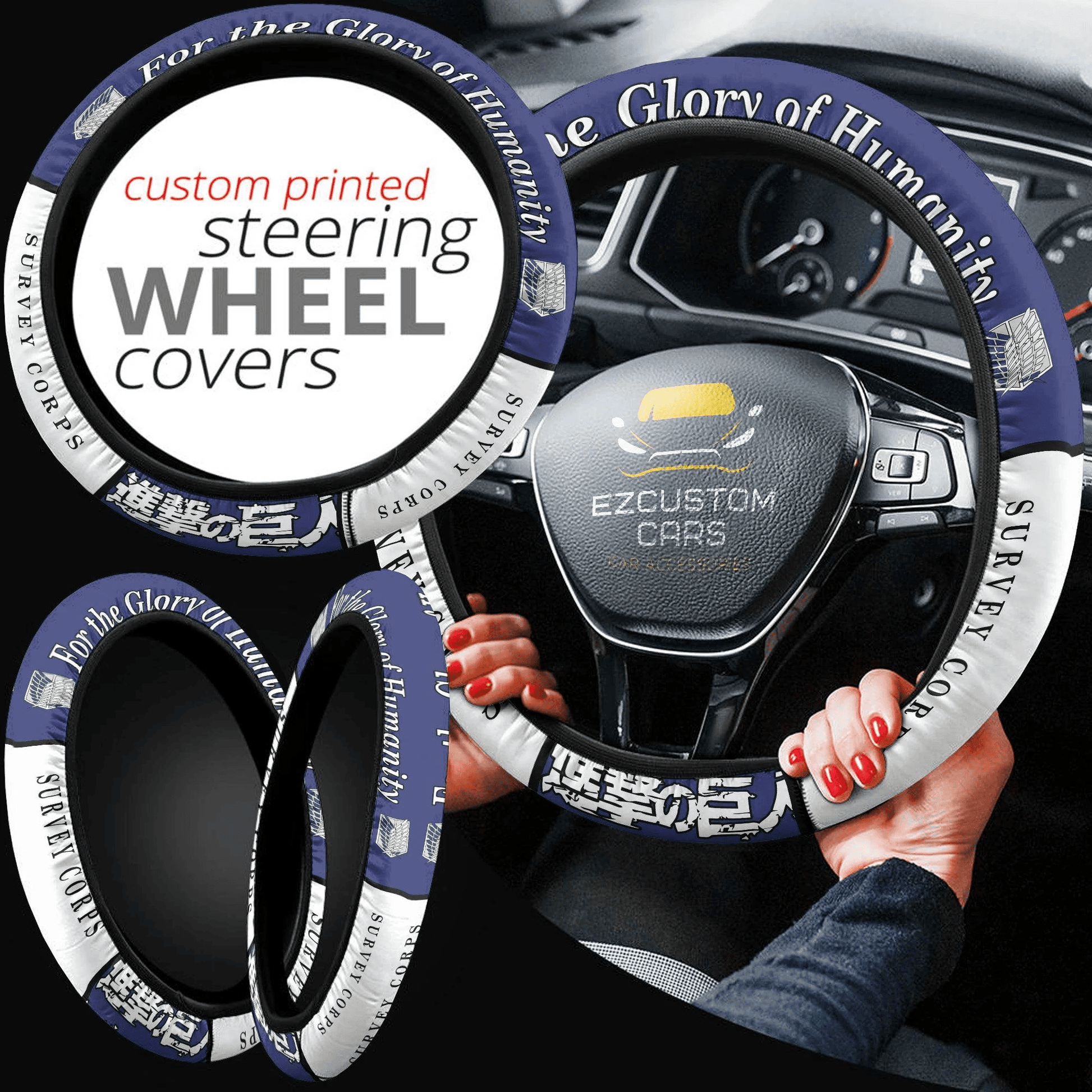 Survey Corps Symbols Anime Steering Wheel Cover Custom Anime Attack On Titan Car Accessories
