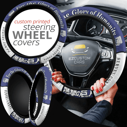 Survey Corps Symbols Anime Steering Wheel Cover Custom Anime Attack On Titan Car Accessories