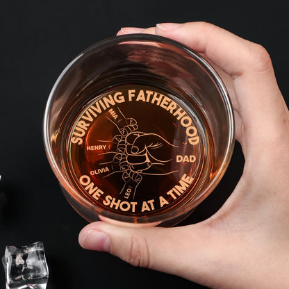 Surviving Fatherhood One Shot At A Time  - Personalized Engraved Whiskey Glass