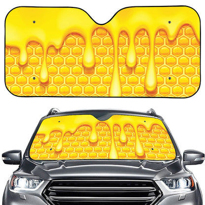 Sweet Honey Bee Hive Print Car Windshield Sun Shade