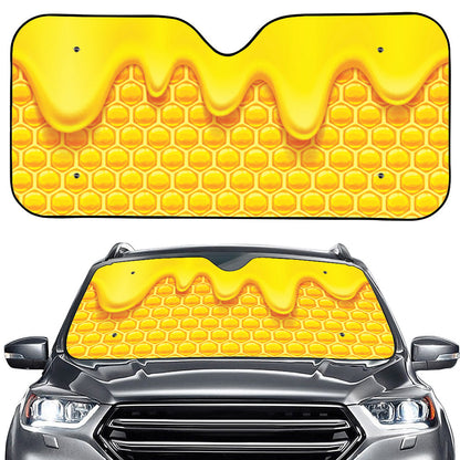 Sweet Honey Honeycomb Print Car Windshield Sun Shade