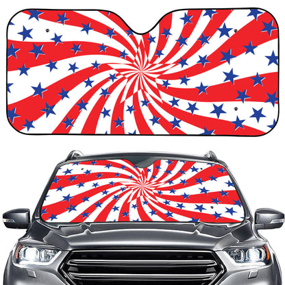Swirl American Patriotic Star Print Car Windshield Sun Shade