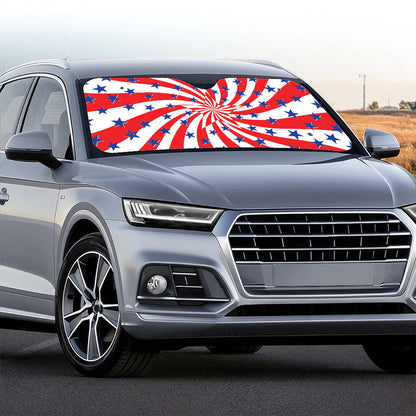 Swirl American Patriotic Star Print Car Windshield Sun Shade