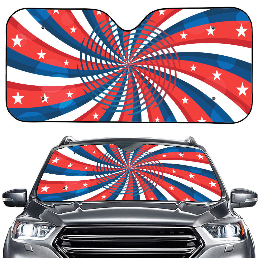 Swirly American Patriotic Print Car Windshield Sun Shade