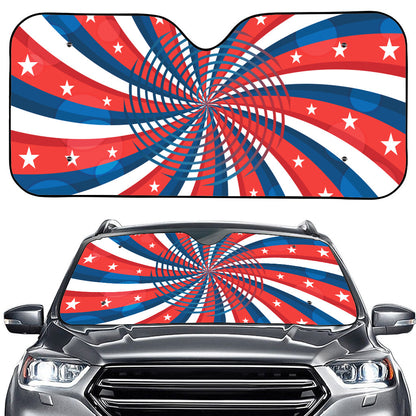 Swirly American Patriotic Print Car Windshield Sun Shade