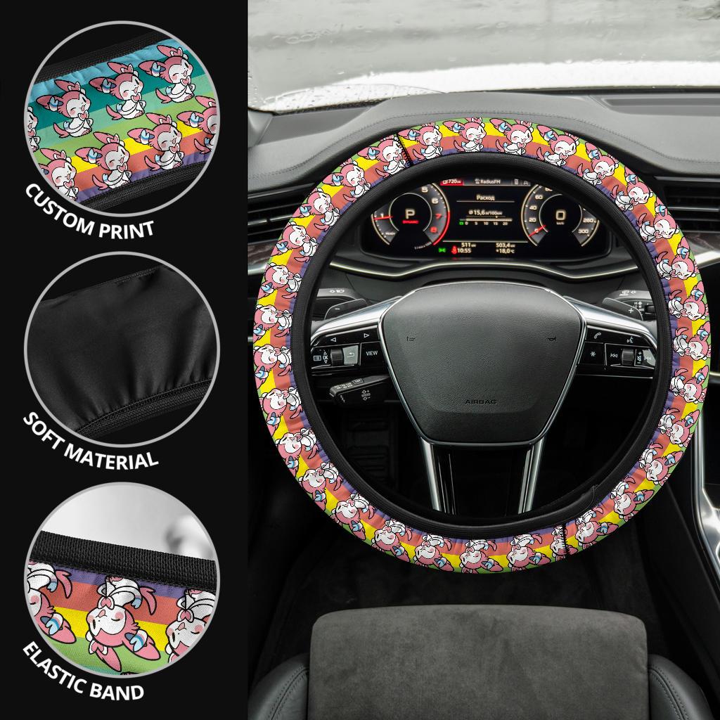 Sylveon Anime Custom Car Steering Wheel Cover