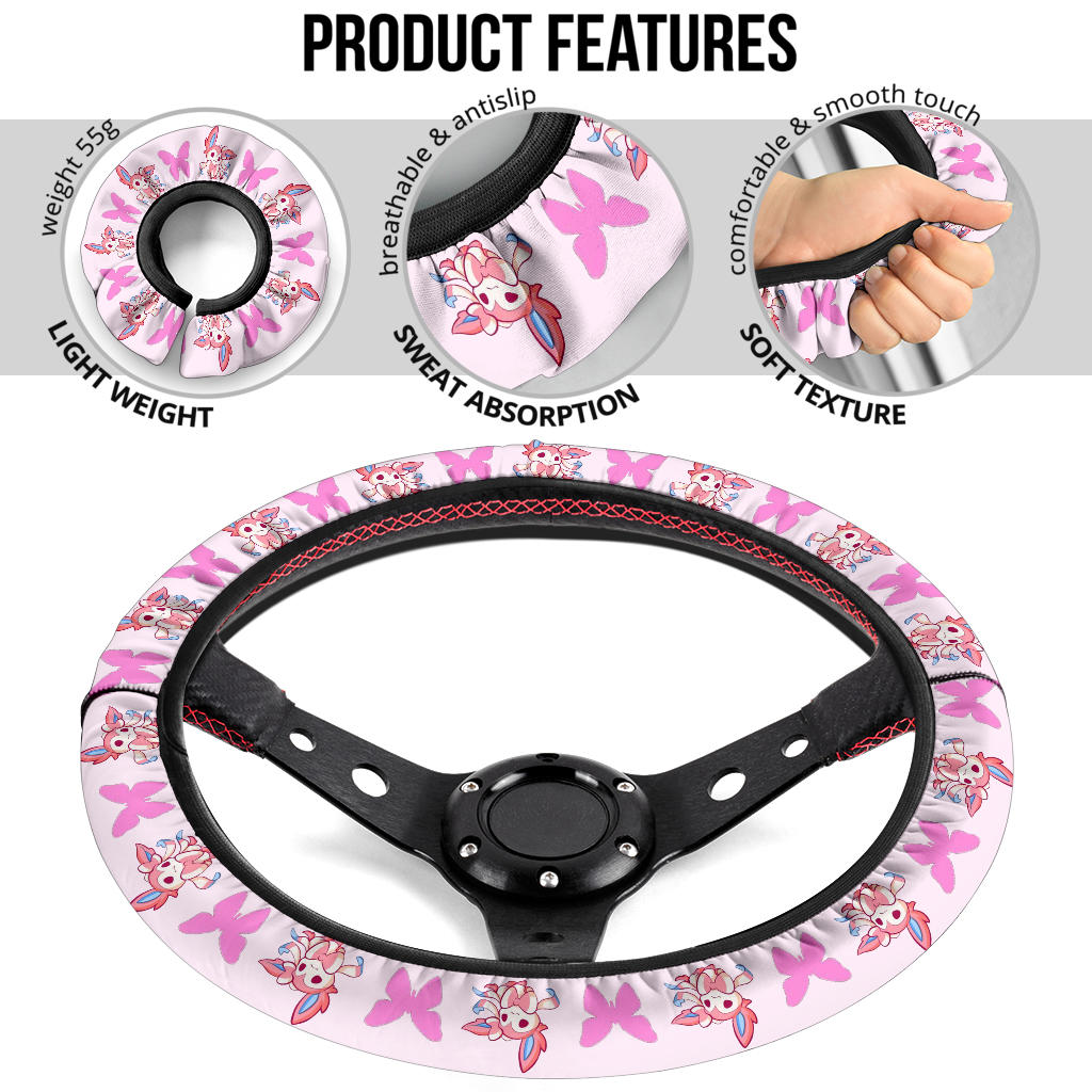 Sylveon Eevee Evolution Car Steering Wheel Cover