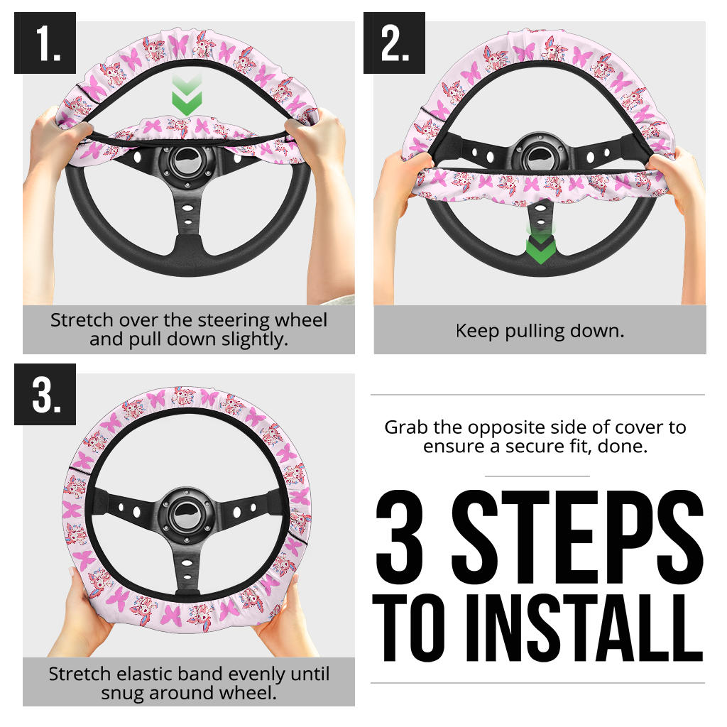 Sylveon Eevee Evolution Car Steering Wheel Cover