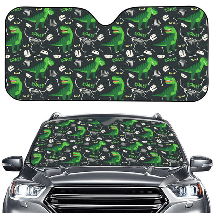 T-Rex And Dino Fossil Pattern Print Car Windshield Sun Shade