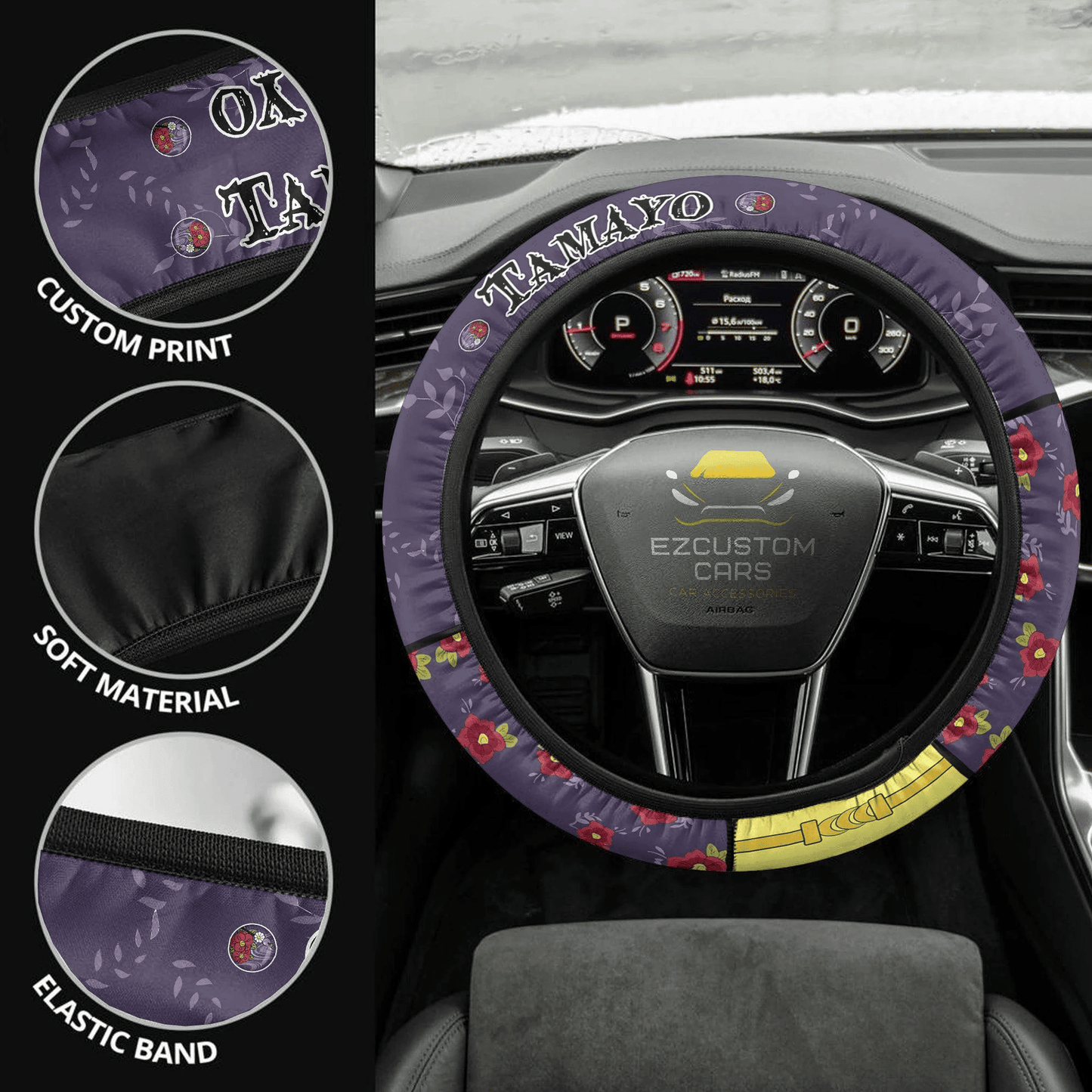 Tamayo Demon Slayer Anime Steering Wheel Cover Custom Anime Car Accessories