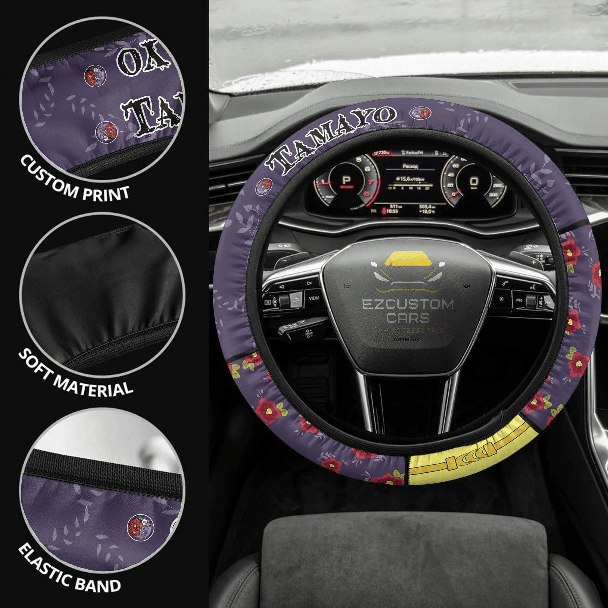 Tamayo Demon Slayer Anime Steering Wheel Cover Custom Anime Car Accessories